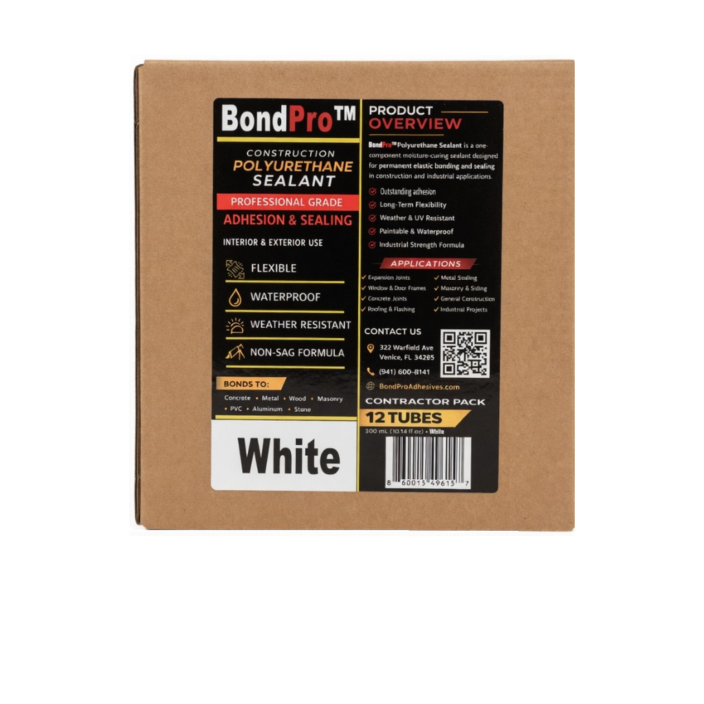 BondPro 12 Pack Construction Polyurethane Sealant 10.14 fl oz 300ml - White